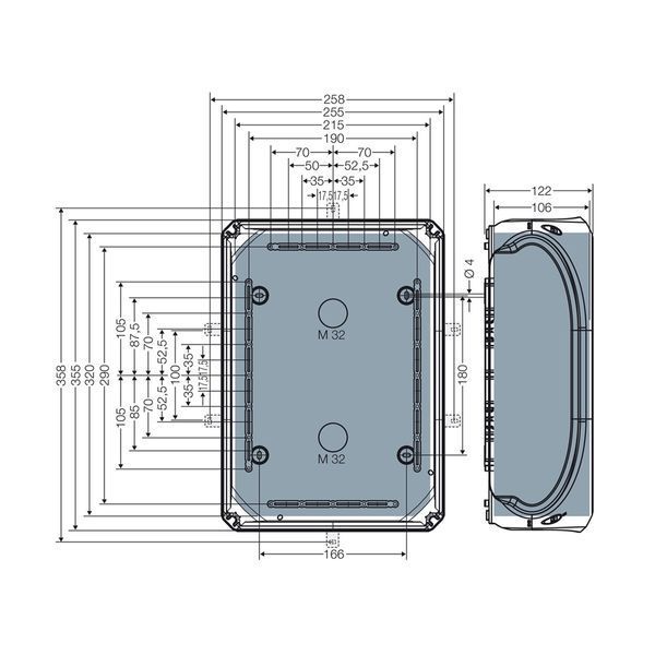 Розподільна коробка KF5050G 355x255x122 мм, IP66/67, з клемником 5х50 мм&sup2;, світло-сіра RAL 7035 | HENSEL 00000007738 фото