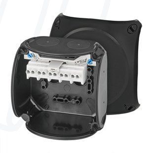 Розподільна коробка KX0404C 104x104x70 мм, з клемником 1,5-4 мм&sup2;, чорна RAL 9011, IP66 | HENSEL 00000008005 фото