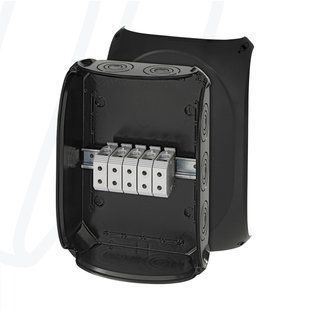 Розподільна коробка KF5050B 355x255x122 мм, IP66/67, з клемником 5х50 мм&sup2;, чорна RAL 9011 | HENSEL 00000007737 фото
