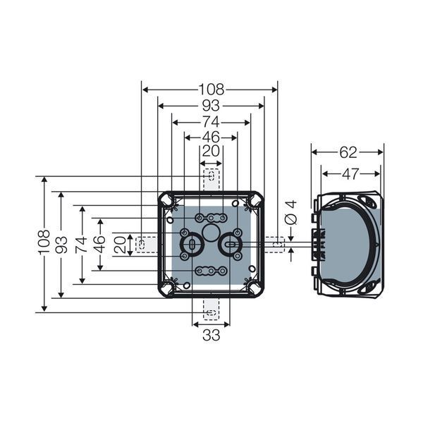 Розподільна коробка DK 0202 B з клемою Cu 3~ 0.75-2.5 мм2 IP66 93x93x62 чорна RAL 9011 00000004865 фото