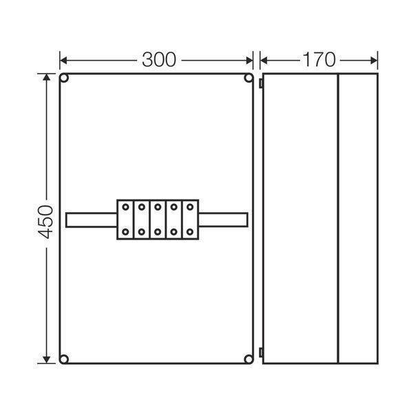 Розподільна коробка K7055 300x450x170 мм, IP65, з клемником 5х50 мм&sup2;, світло-сіра RAL 7035 | HENSEL 00000004950 фото