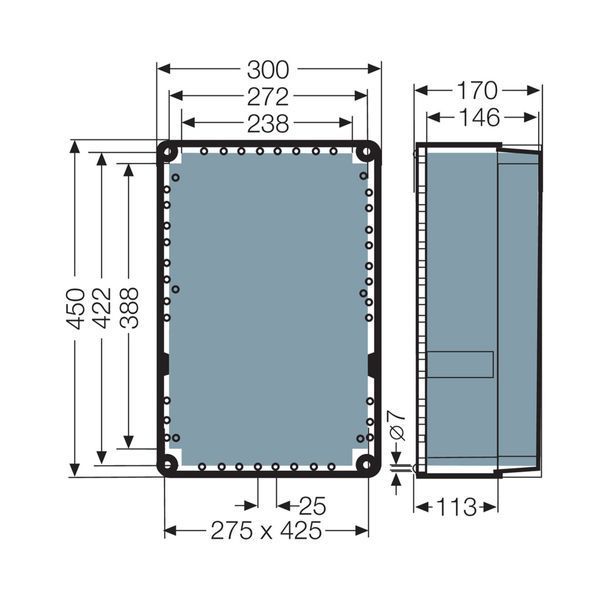 Розподільна коробка K2405 300x450x170 мм, IP65, з клемником 5х150 мм&sup2;, світло-сіра RAL 7035 | HENSEL 00000004945 фото