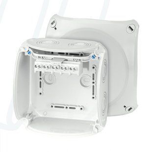 Розподільна коробка KF0604G 130x130x77 мм, IP66/67, з клемником 5х4 мм&sup2;, світло-сіра RAL 7035 | HENSEL 00000004939 фото