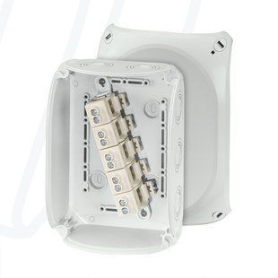 Розподільна коробка KF1010G 180x130x77 мм, IP66/67, з клемником 5х10 мм&sup2;, світло-сіра RAL 7035 | HENSEL 00000007712 фото