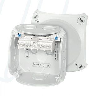 Розподільна коробка DK 0404 GZ, 104x104x70 мм, з клемником, світло-сіра RAL 7035, IP66 00000004872 фото