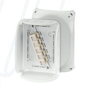 Розподільна коробка KF1610G 210x155x92 мм, IP66/67, з клемником 5х10 мм&sup2;, світло-сіра RAL 7035 | HENSEL 00000007718 фото