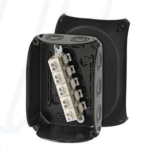 Розподільна коробка KF1010B 180x130x77 мм, IP66/67, з клемником 5х10 мм&sup2;, чорна RAL 9011 | HENSEL 00000007711 фото